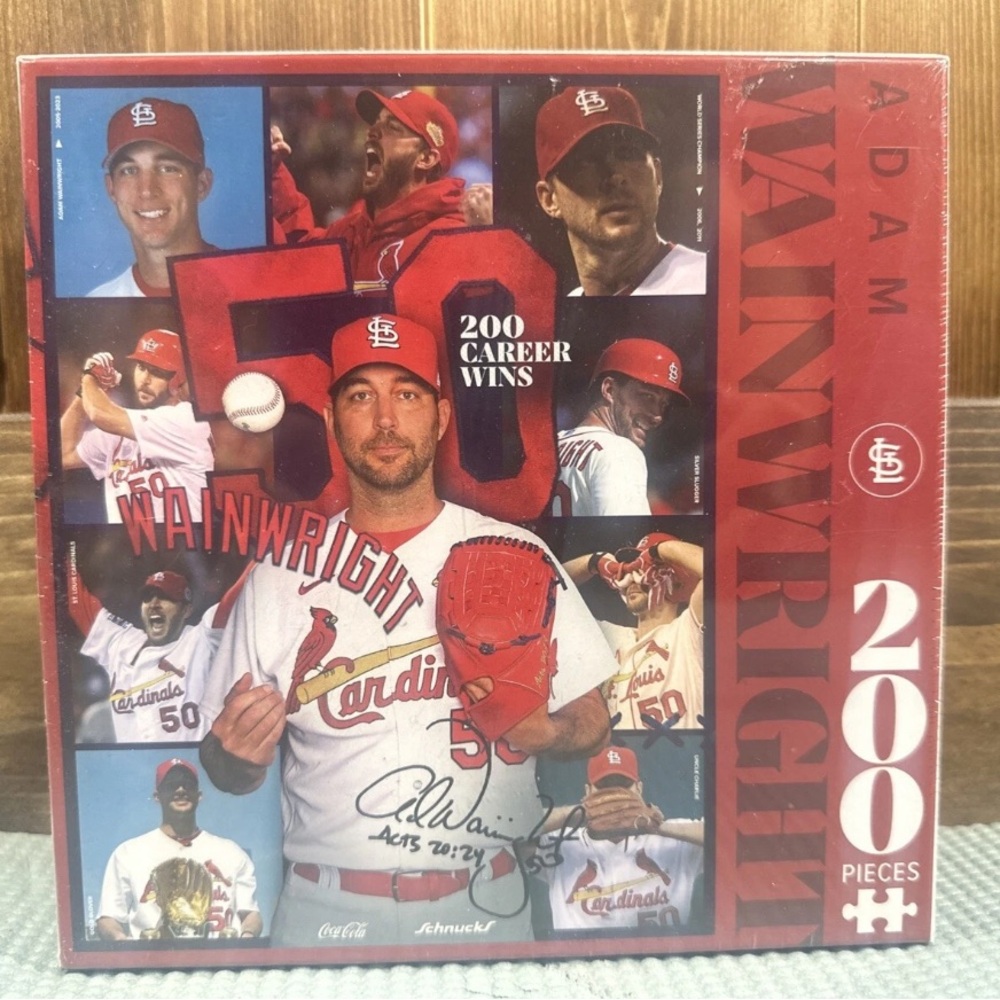 NEW Sealed MLB St Louis‎ Cardinals PUZZLE Adam Wainwright 200 Piece 200 Wins